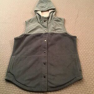 Columbia Vest Men's 2XL Green Color-block Sherpa Fleece Attached Hood